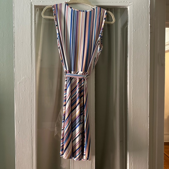 Rolla Coster Colorful Striped V Neck Dress with Tie Belt - Picture 6 of 9